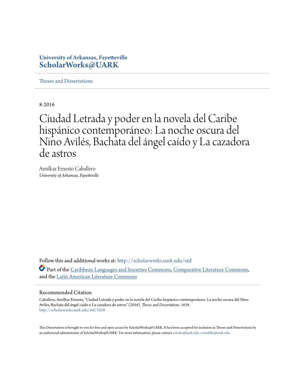 Ciudad Letrada Y Poder En La Novela Del Caribe Hispánico Contemporáneo