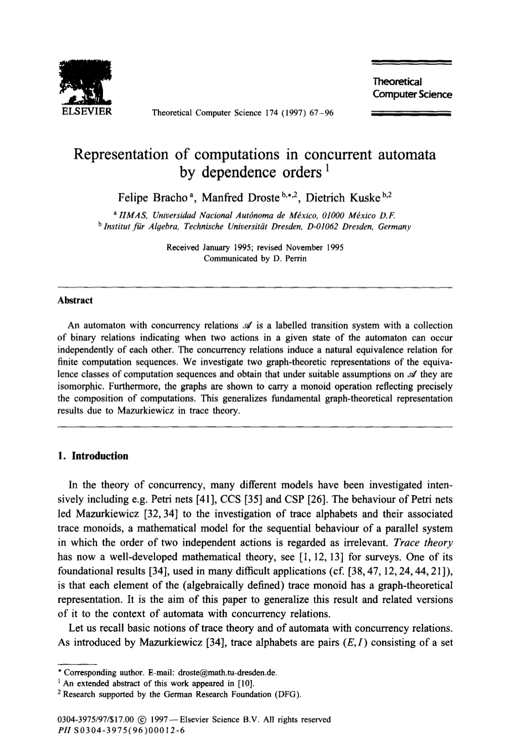 Representation of Computations in Concurrent Automata by Dependence Orders ’