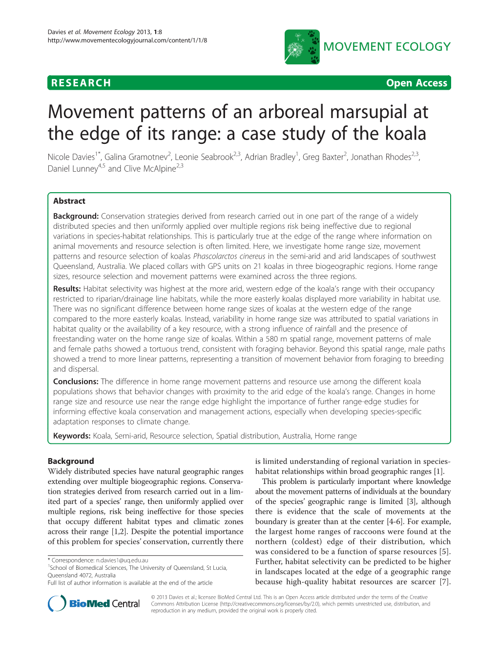 View of the Basic Processes Involved in Individual Improve Our Understanding of Animal-Habitat Relation- Movement [14,15]