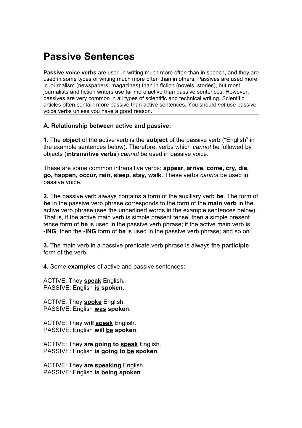 A. Relationship Between Active and Passive