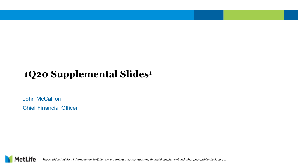 Ex. 99.3 1Q 20 Supplemental Slides