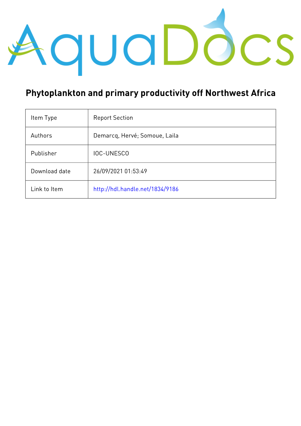 4.4. Phytoplankton and Primary Productivity Off Northwest Africa The