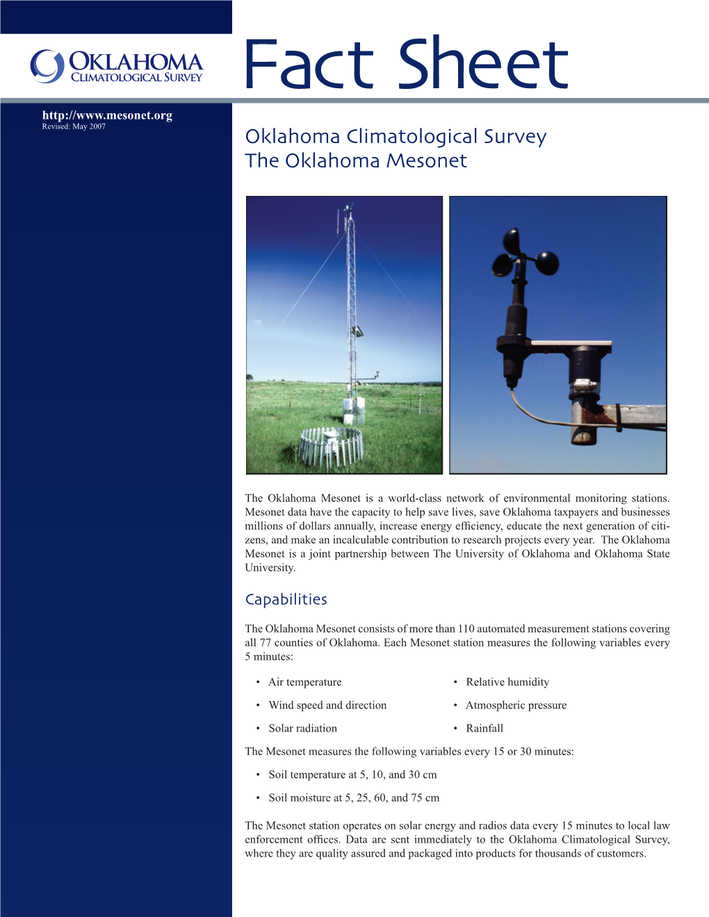 Oklahoma Climatological Survey – the Oklahoma Mesonet