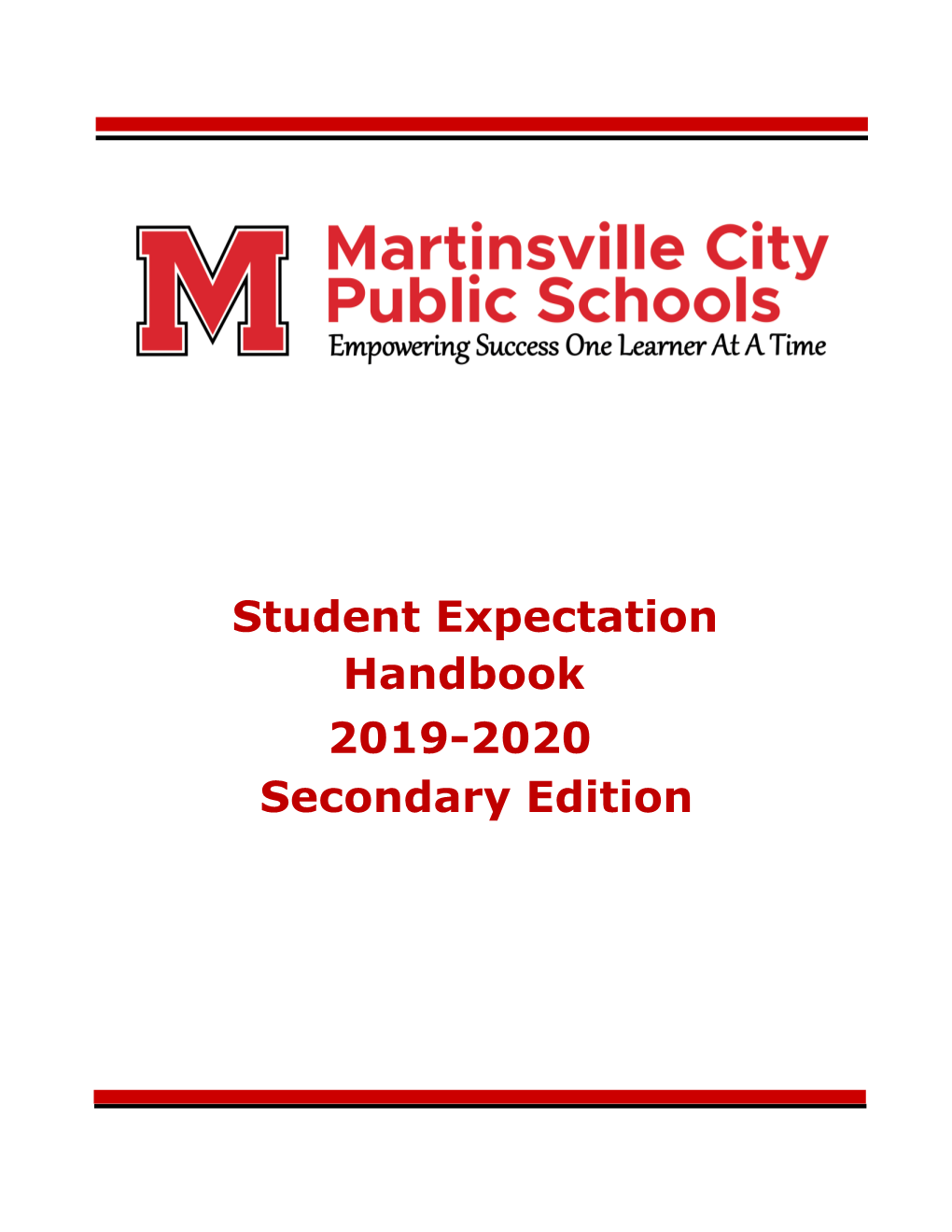 Student Expectation Handbook 2019-2020 Secondary Edition