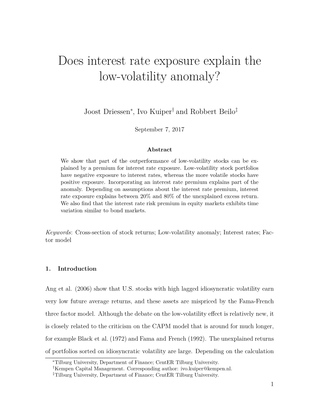 Does Interest Rate Exposure Explain the Low-Volatility Anomaly?