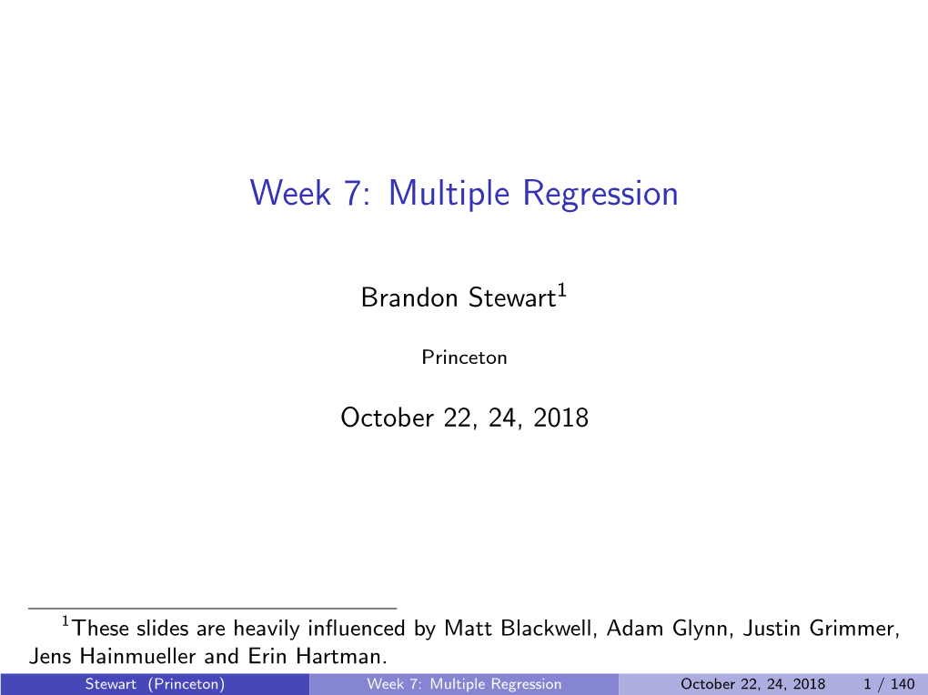 Week 7: Multiple Regression