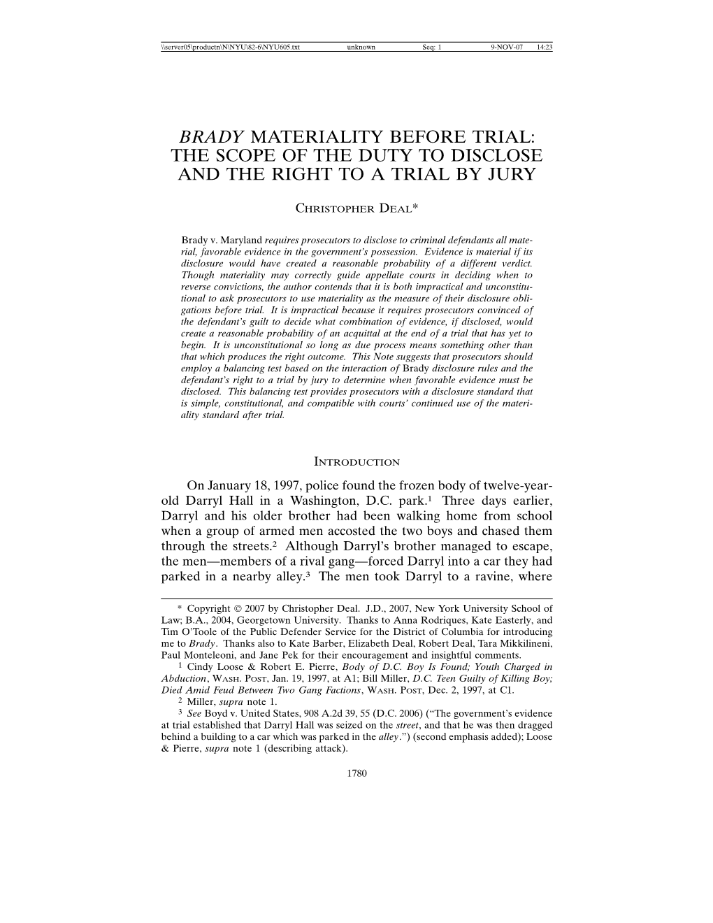 Brady Materiality Before Trial: the Scope of the Duty to Disclose and the Right to a Trial by Jury