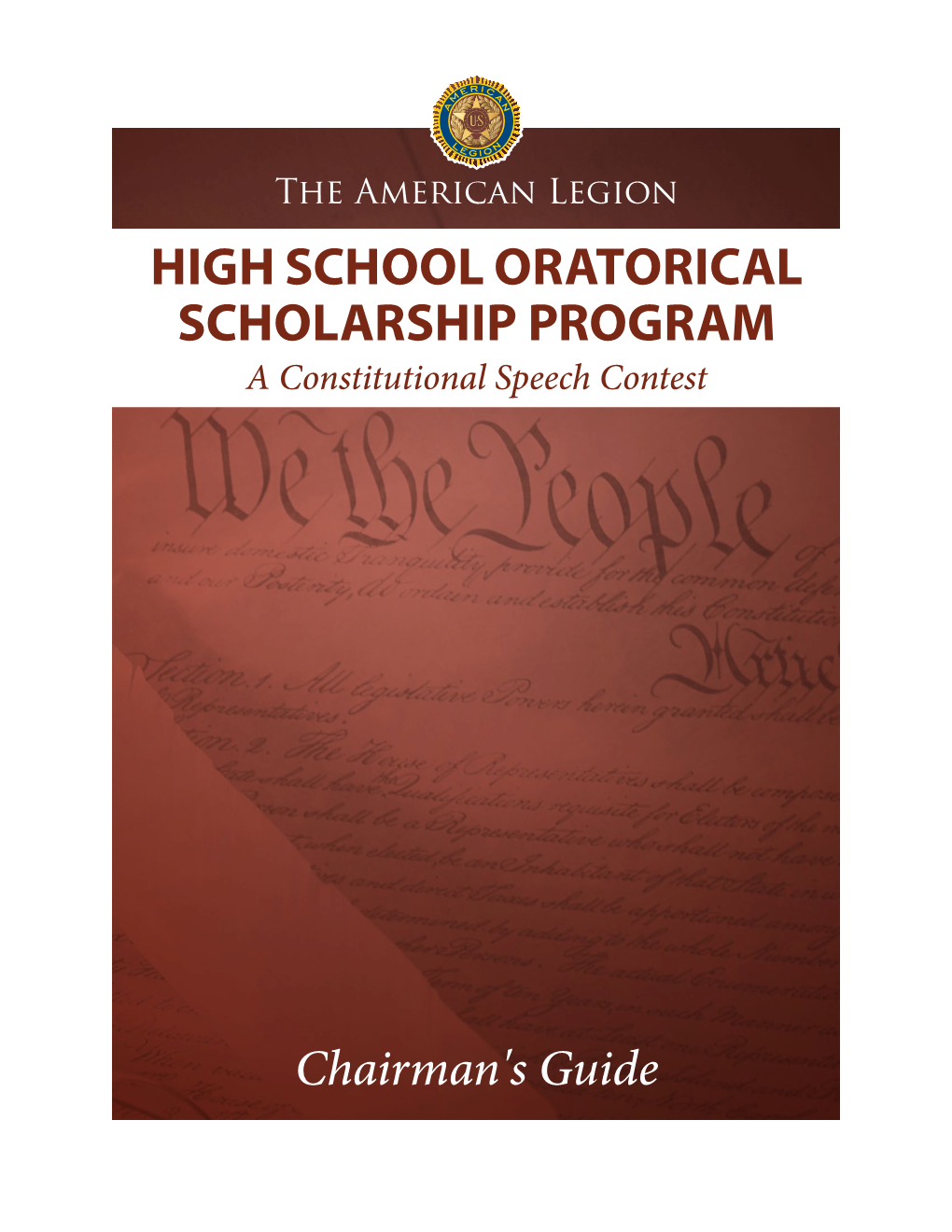 HIGH SCHOOL ORATORICAL SCHOLARSHIP PROGRAM a Constitutional Speech Contest