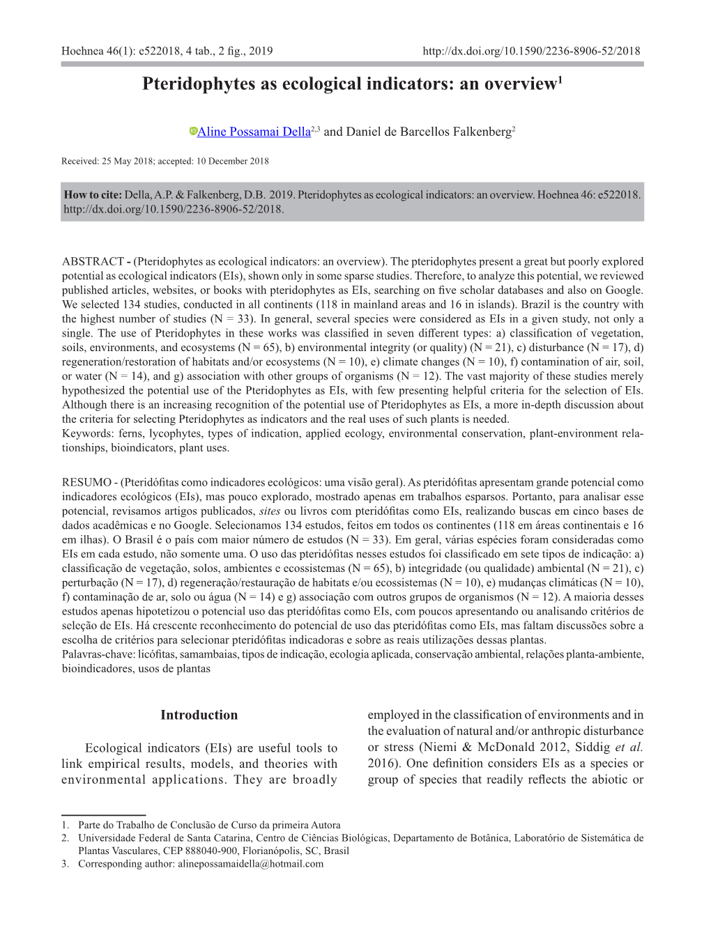 Pteridophytes As Ecological Indicators: an Overview1