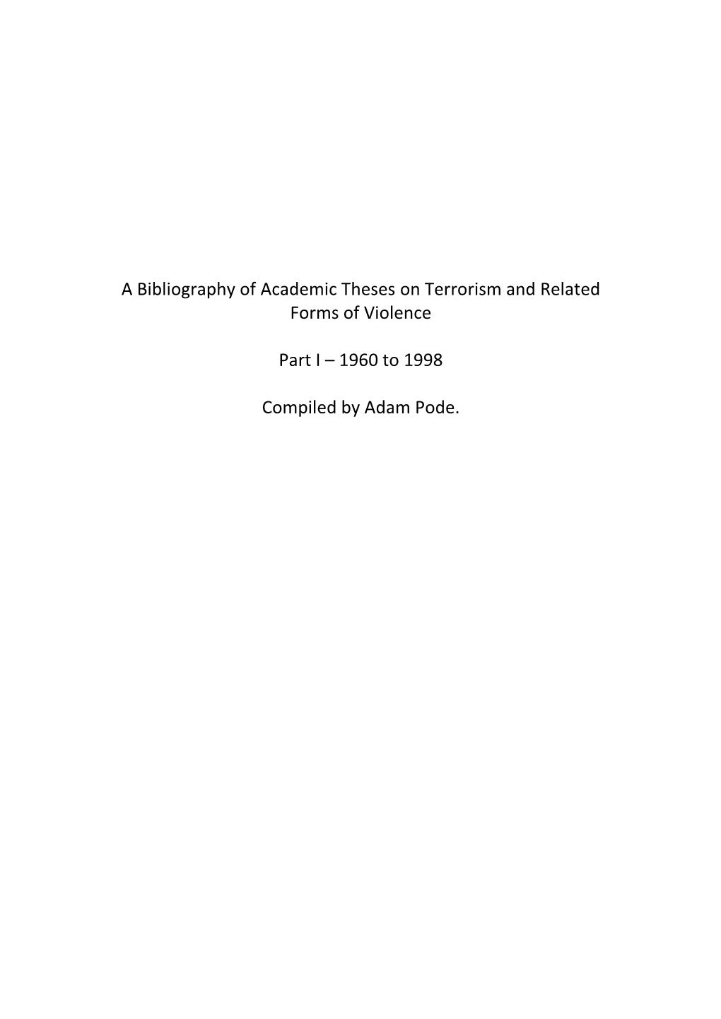 Bibliography of Terrorism Theses