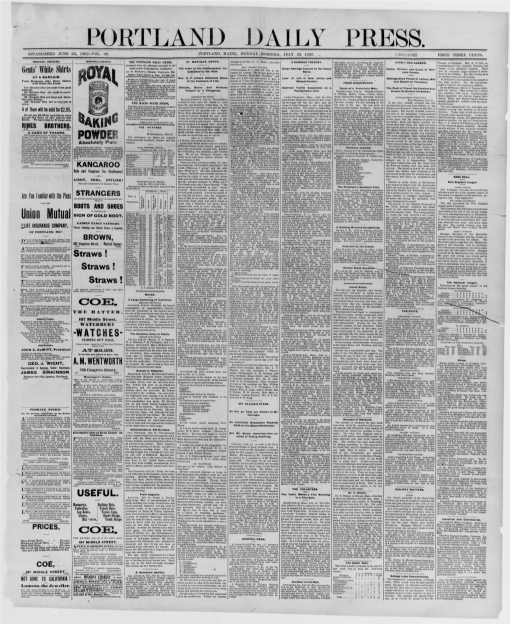 Portland Daily Press: July 25,1887