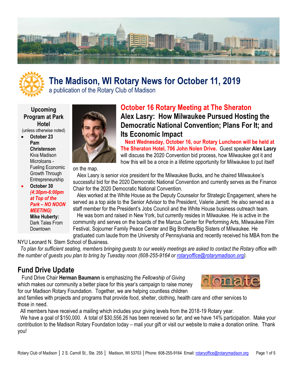 Rotary News October 11, 2019