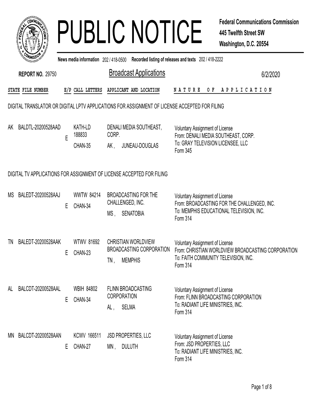 Broadcast Applications 6/2/2020