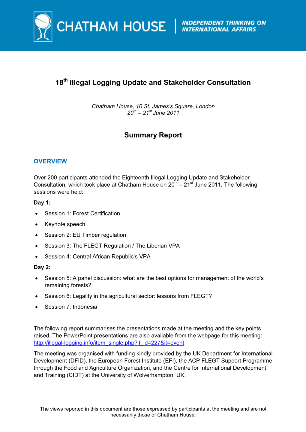 Illegal Logging Update Meeting
