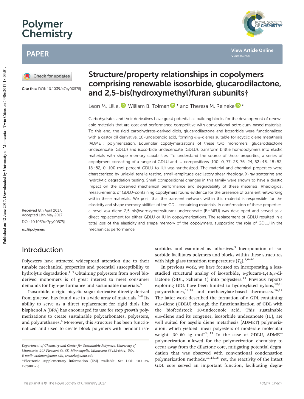 Structure/Property Relationships In