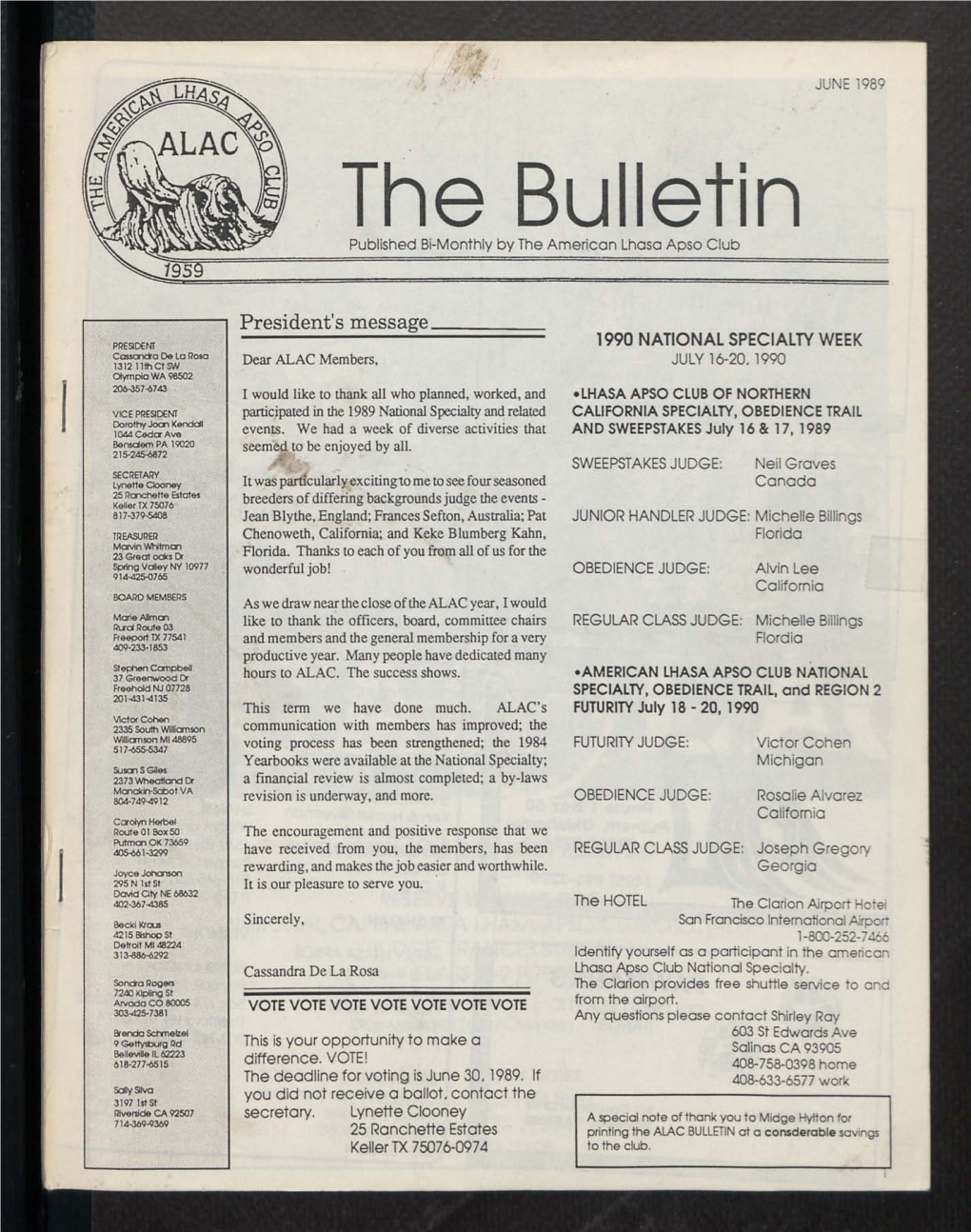 The Bulletin Published Bi-Monthly by the American Lhasa Apso Club
