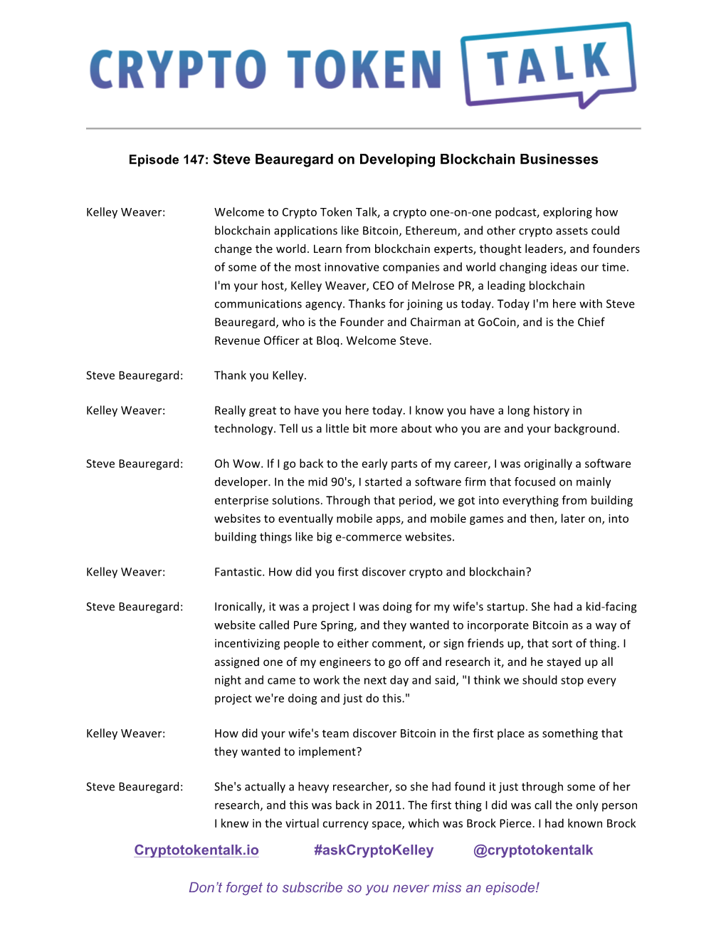 Episode 147: Steve Beauregard on Developing Blockchain Businesses