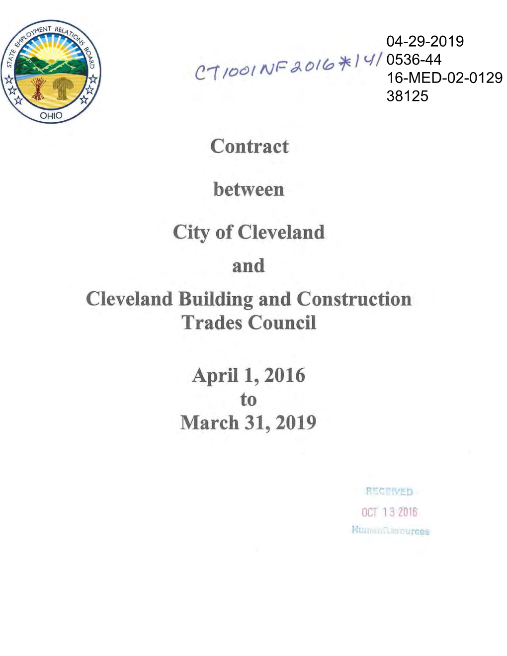 Contract Between City of Cleveland and Cleveland Building And