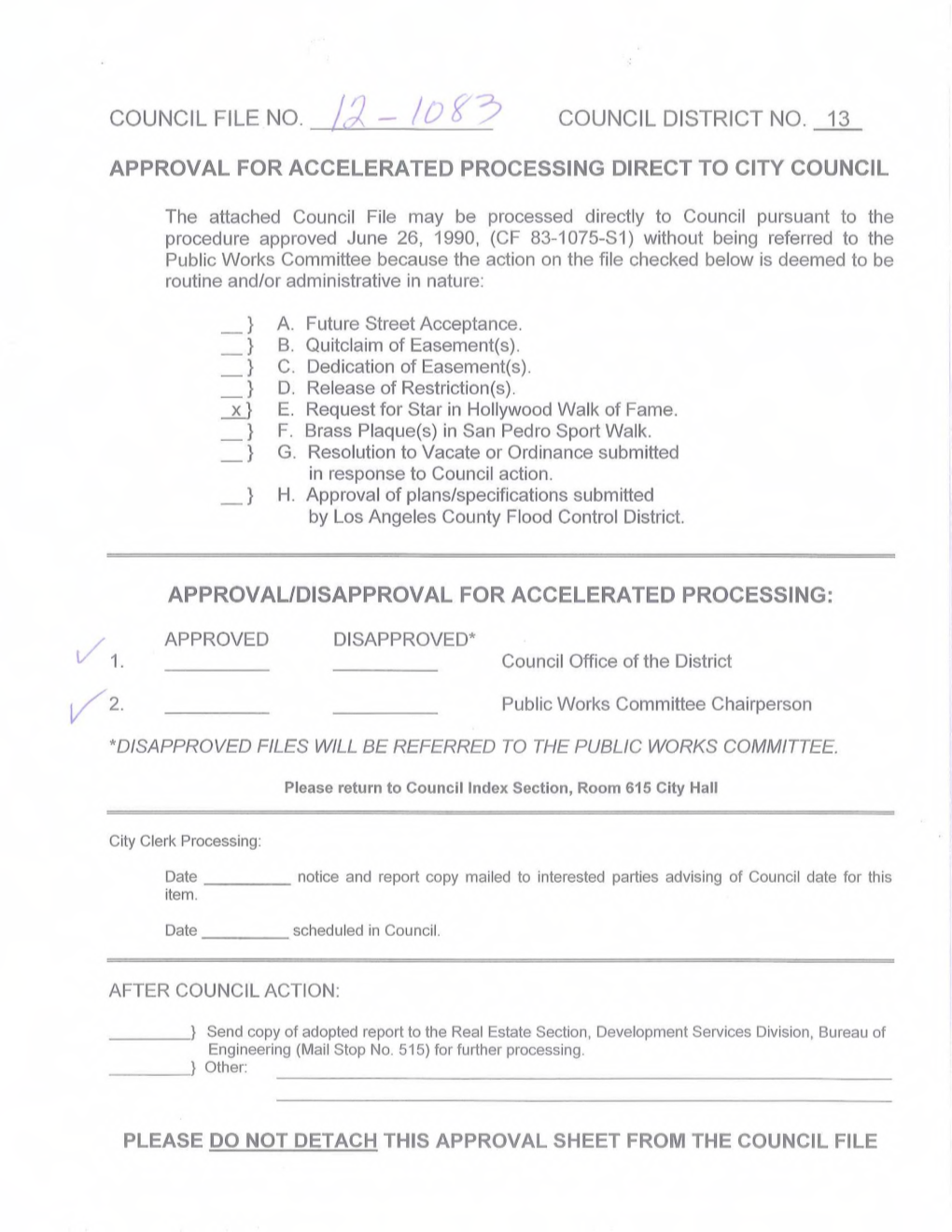 COUNCIL FILE NO. L:) - I 0 F? COUNCIL DISTRICT NO