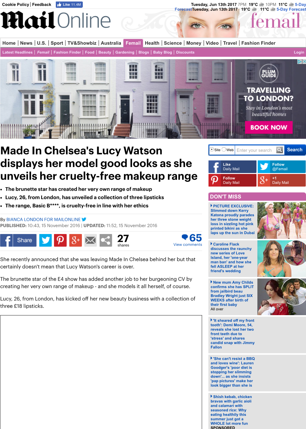 Made in Chelsea's Lucy Watson Unveils Her Cruelty-Free Makeup Range