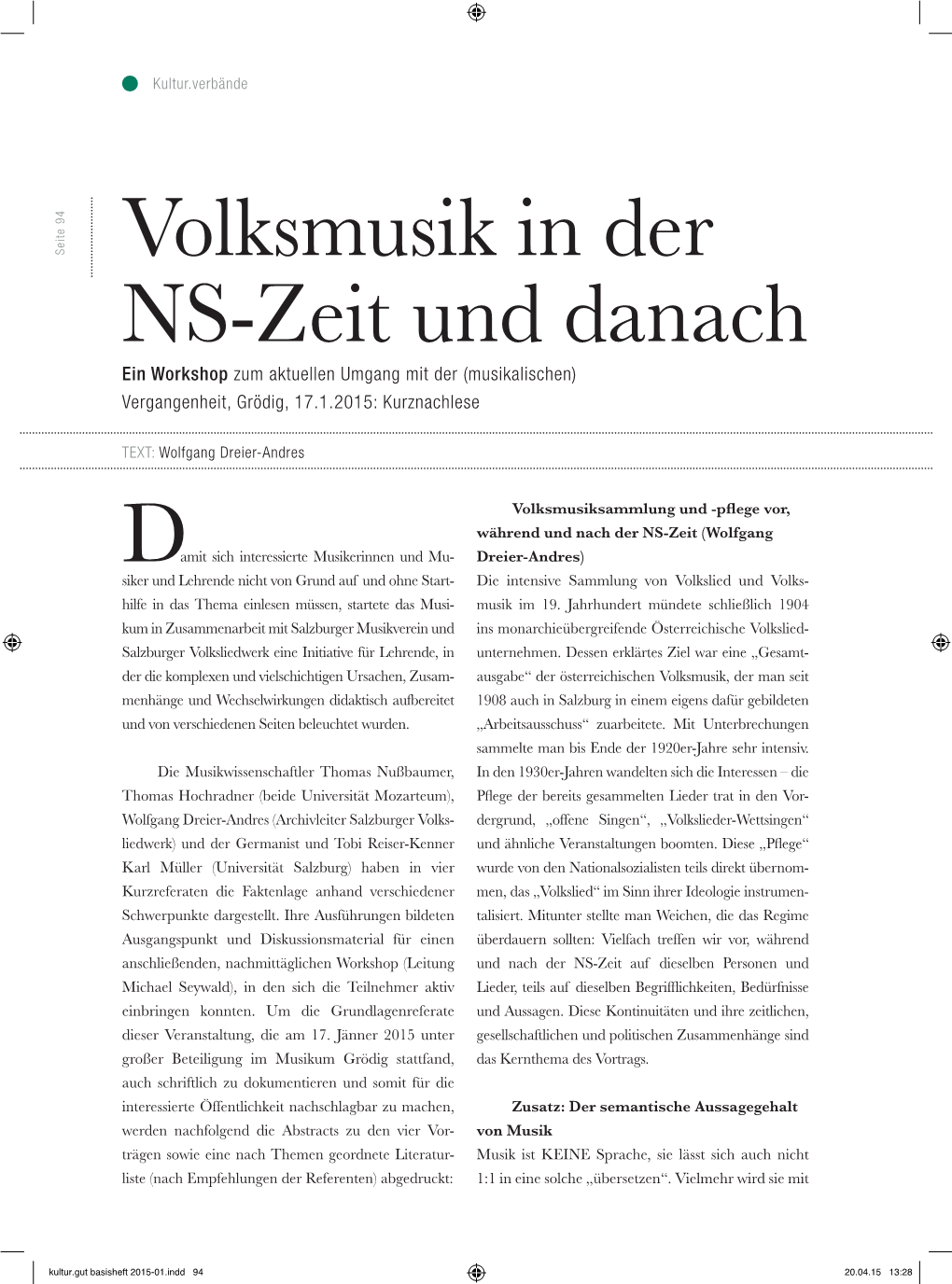 Volksmusik in Der NS-Zeit Und Danach