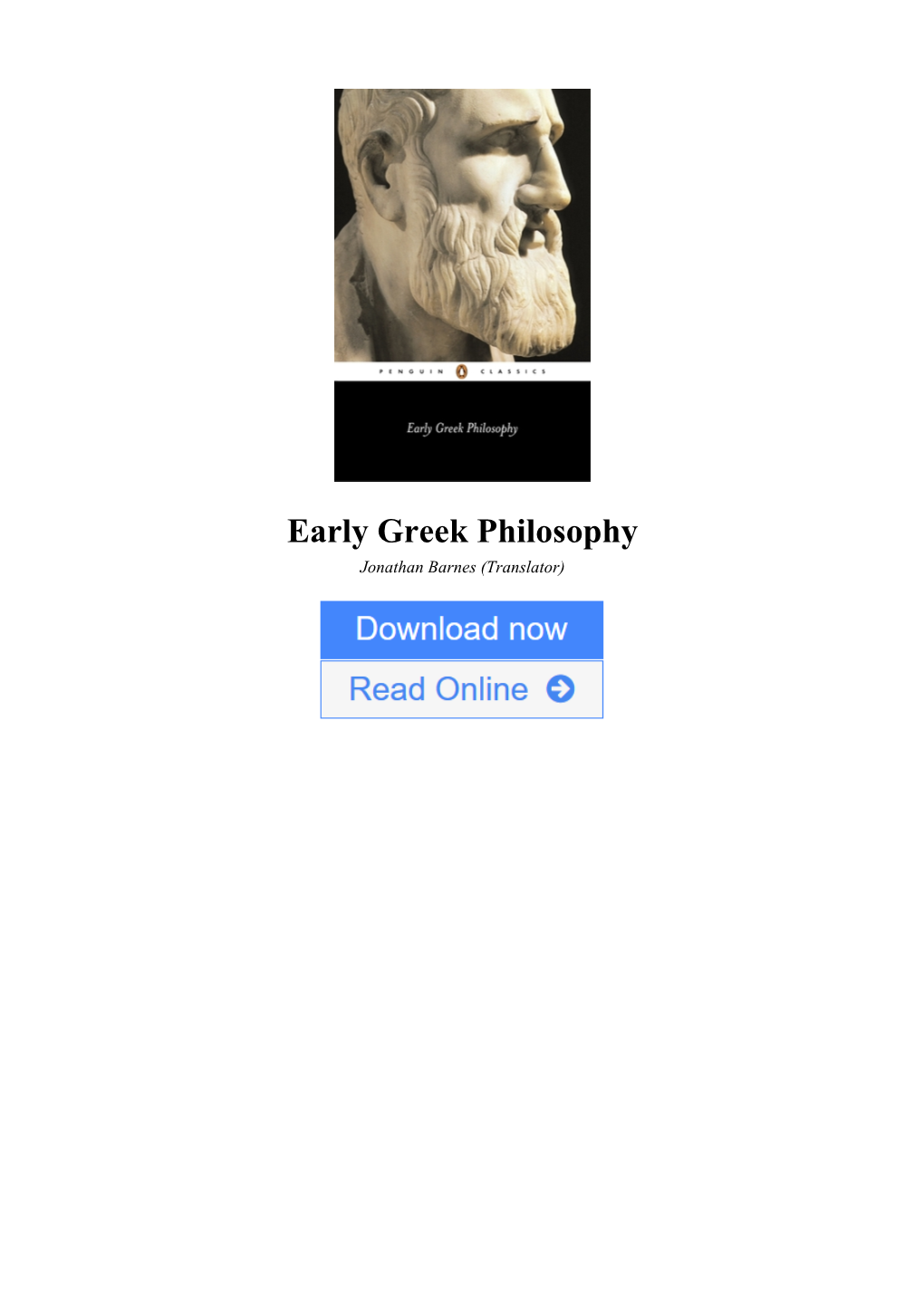 Early Greek Philosophy by Jonathan Barnes (Translator