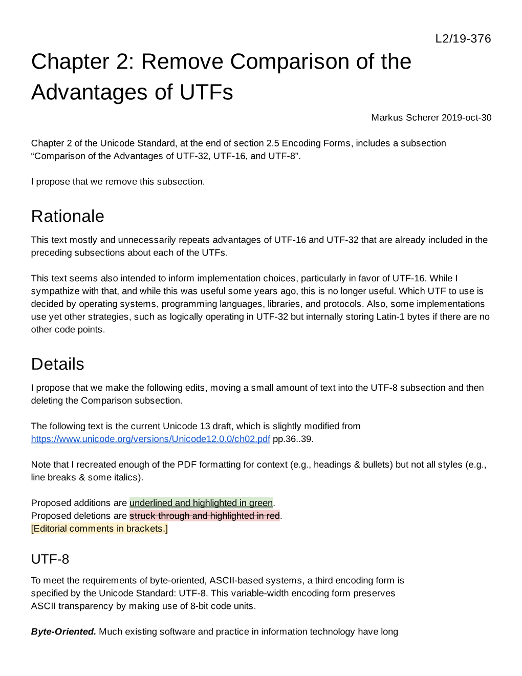 Chapter 2: Remove Comparison of the Advantages of Utfs Markus Scherer 2019-Oct-30