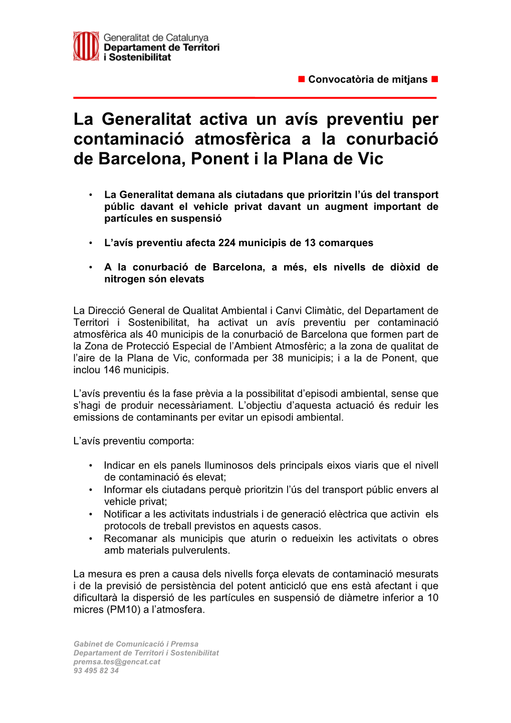 20171121 Np Actualització Preavís Contaminació