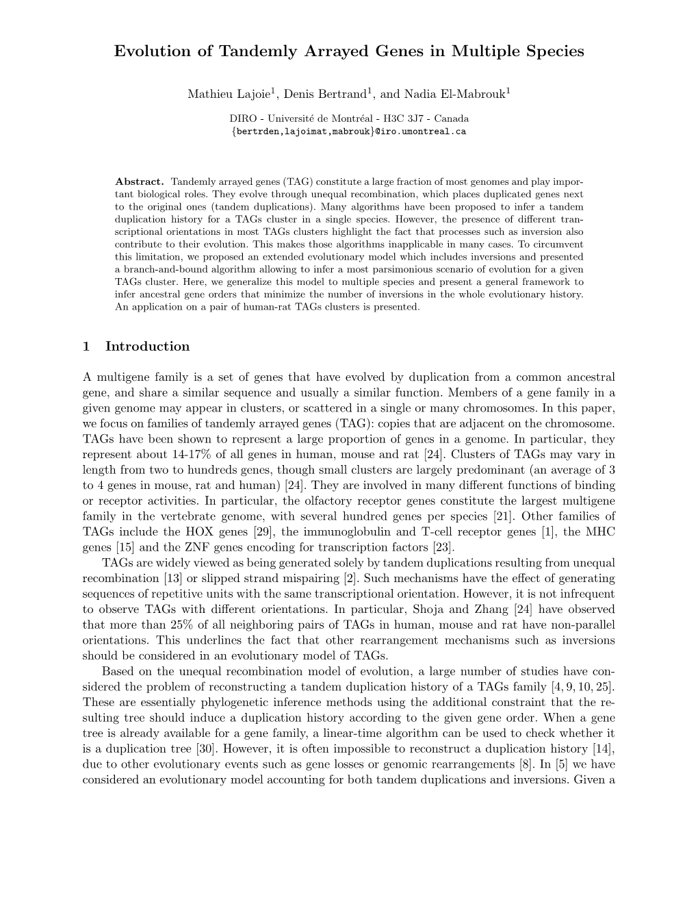 Evolution of Tandemly Arrayed Genes in Multiple Species