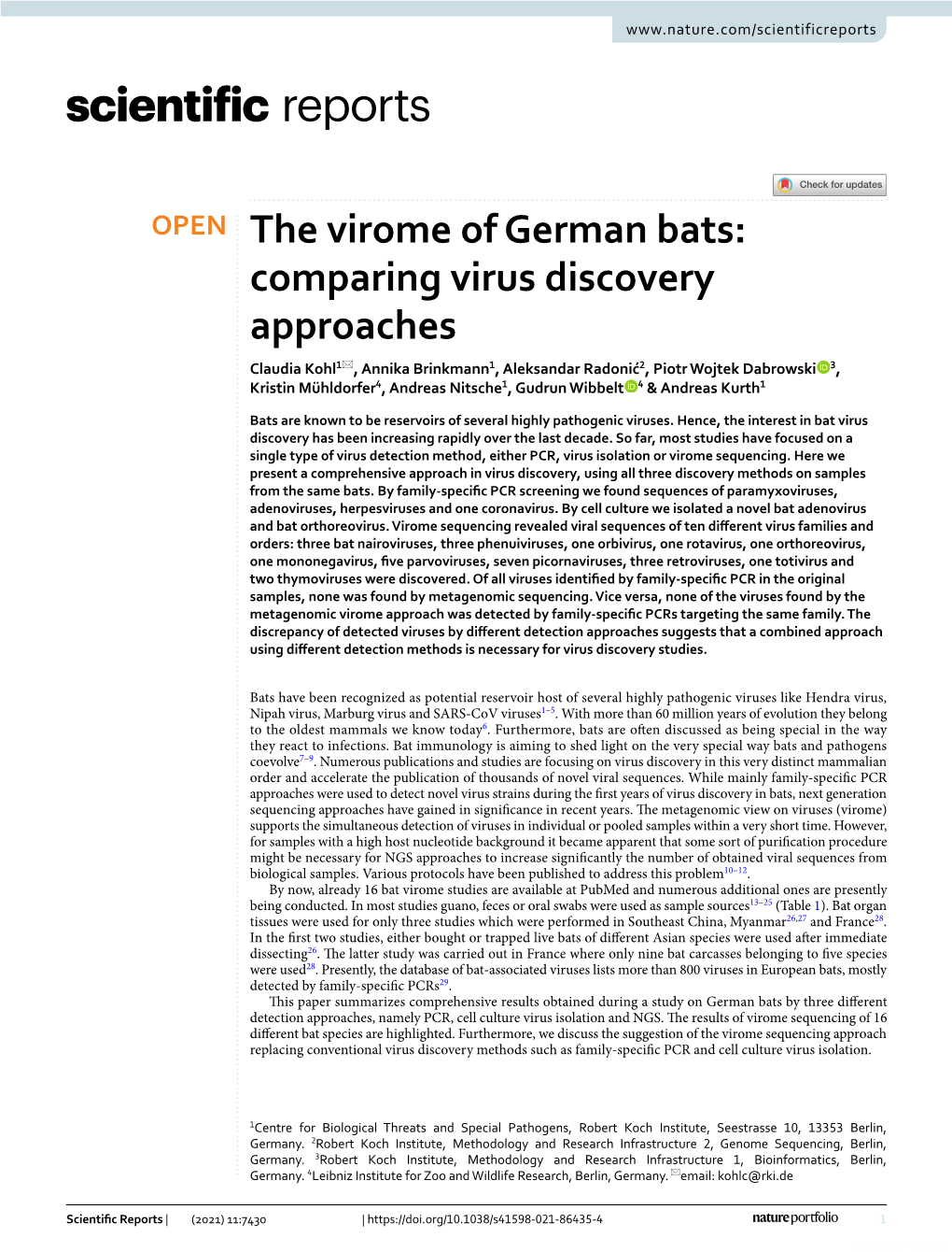 The Virome of German Bats