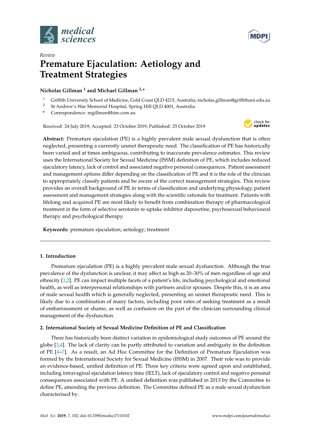 Premature Ejaculation: Aetiology and Treatment Strategies