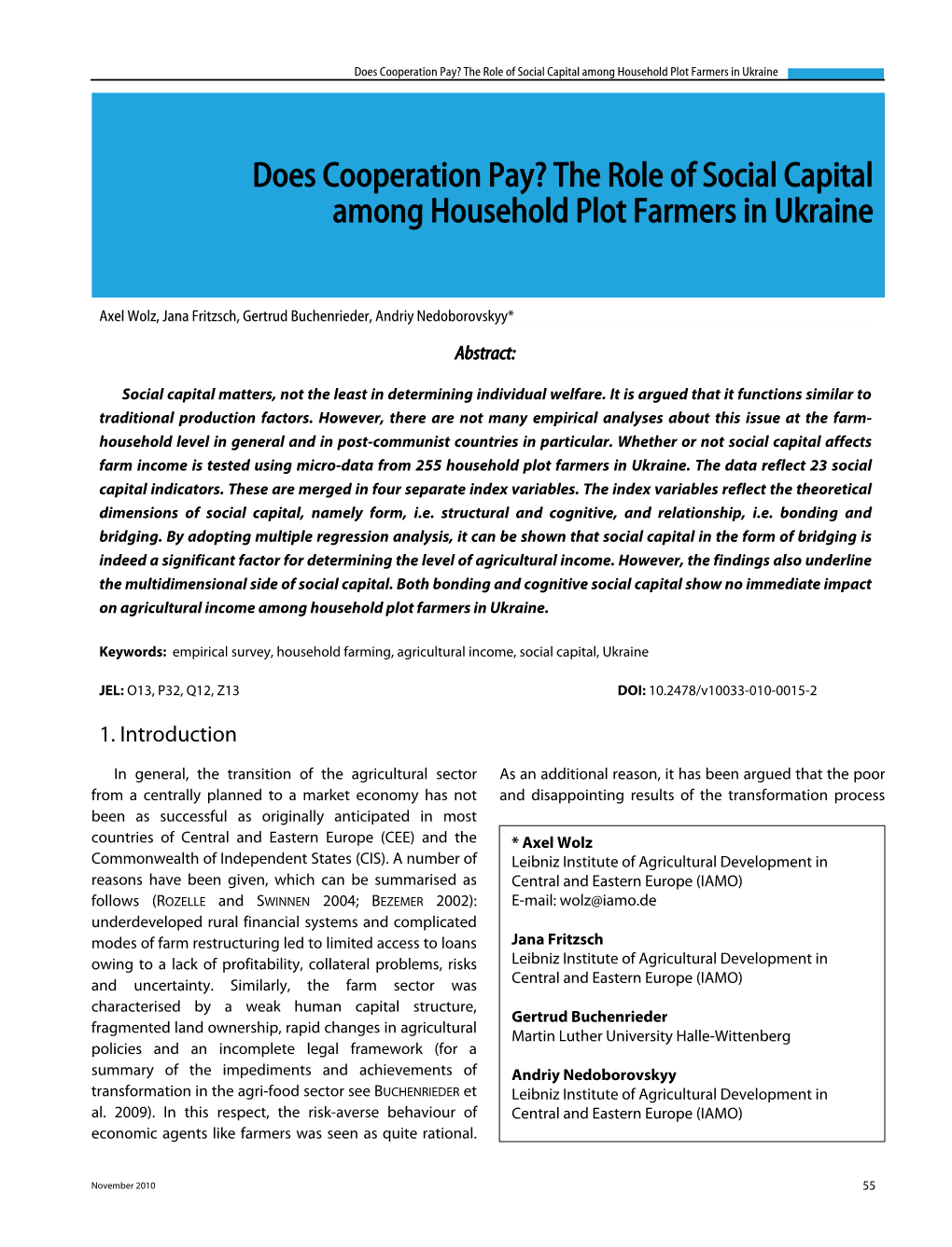 The Role of Social Capital Among Household Plot Farmers in Ukraine