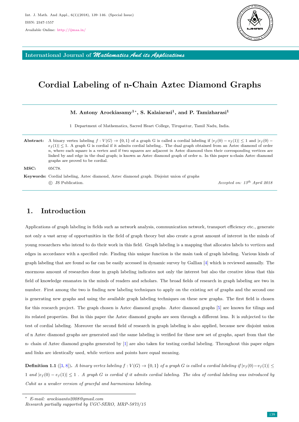 Cordial Labeling of N-Chain Aztec Diamond Graphs