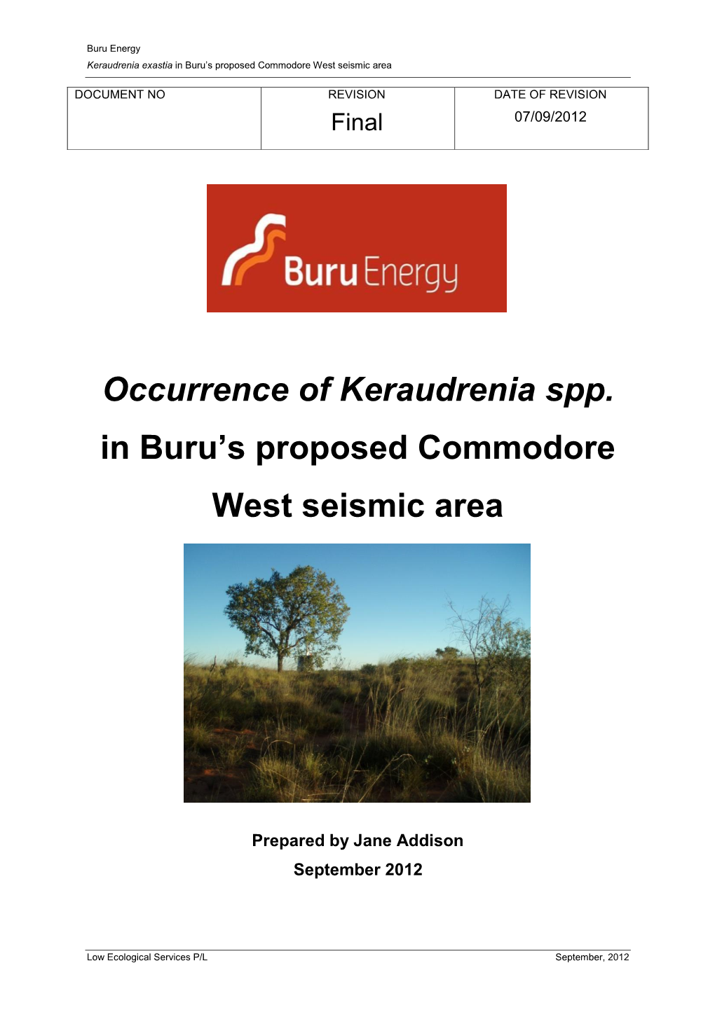 Occurrence of Keraudrenia Spp. in Buru's Proposed Commodore West