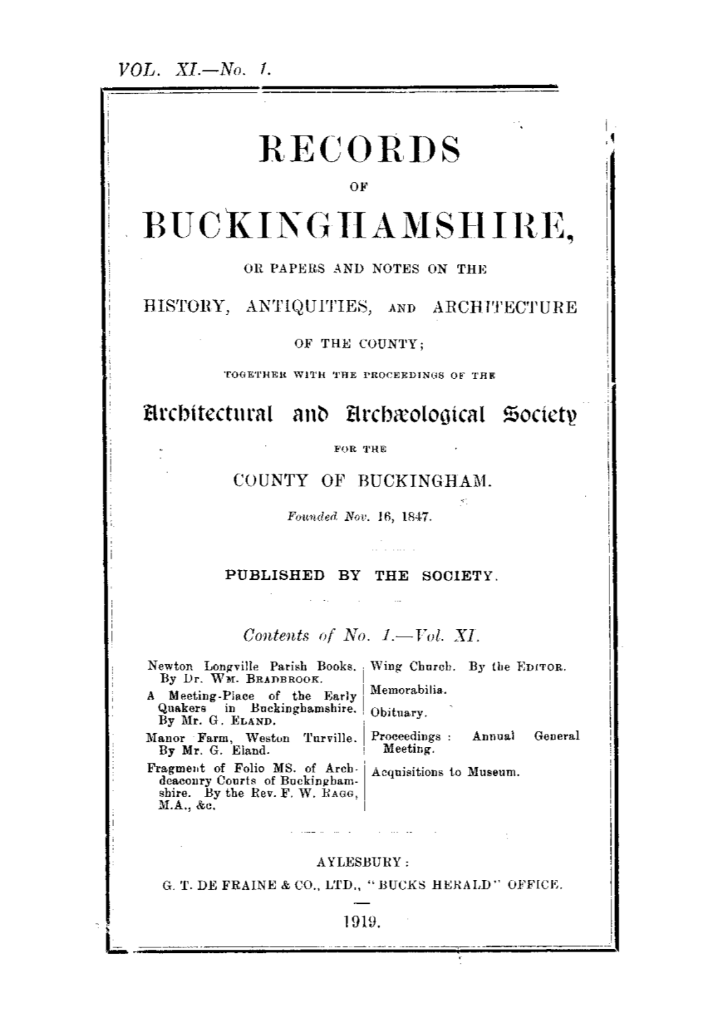 Records Buckinghamshire
