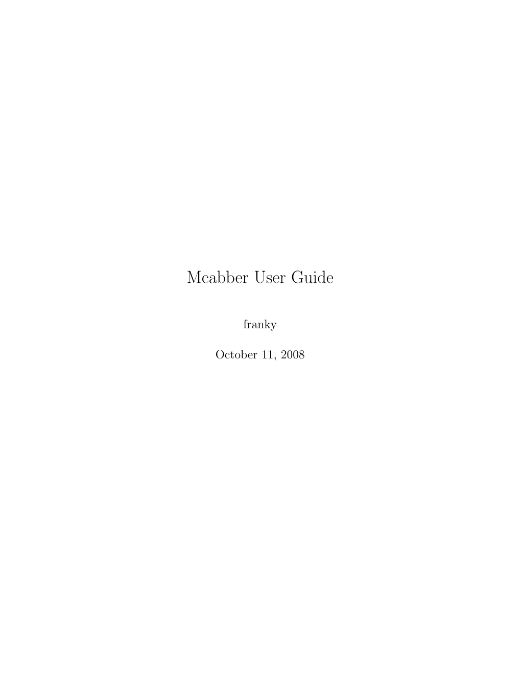 Mcabber User Guide