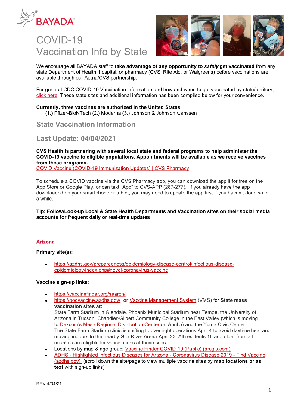 COVID-19 Vaccination Info by State