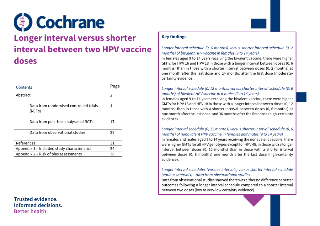 Longer Interval Versus Shorter Interval Between Two HPV Vaccine Doses