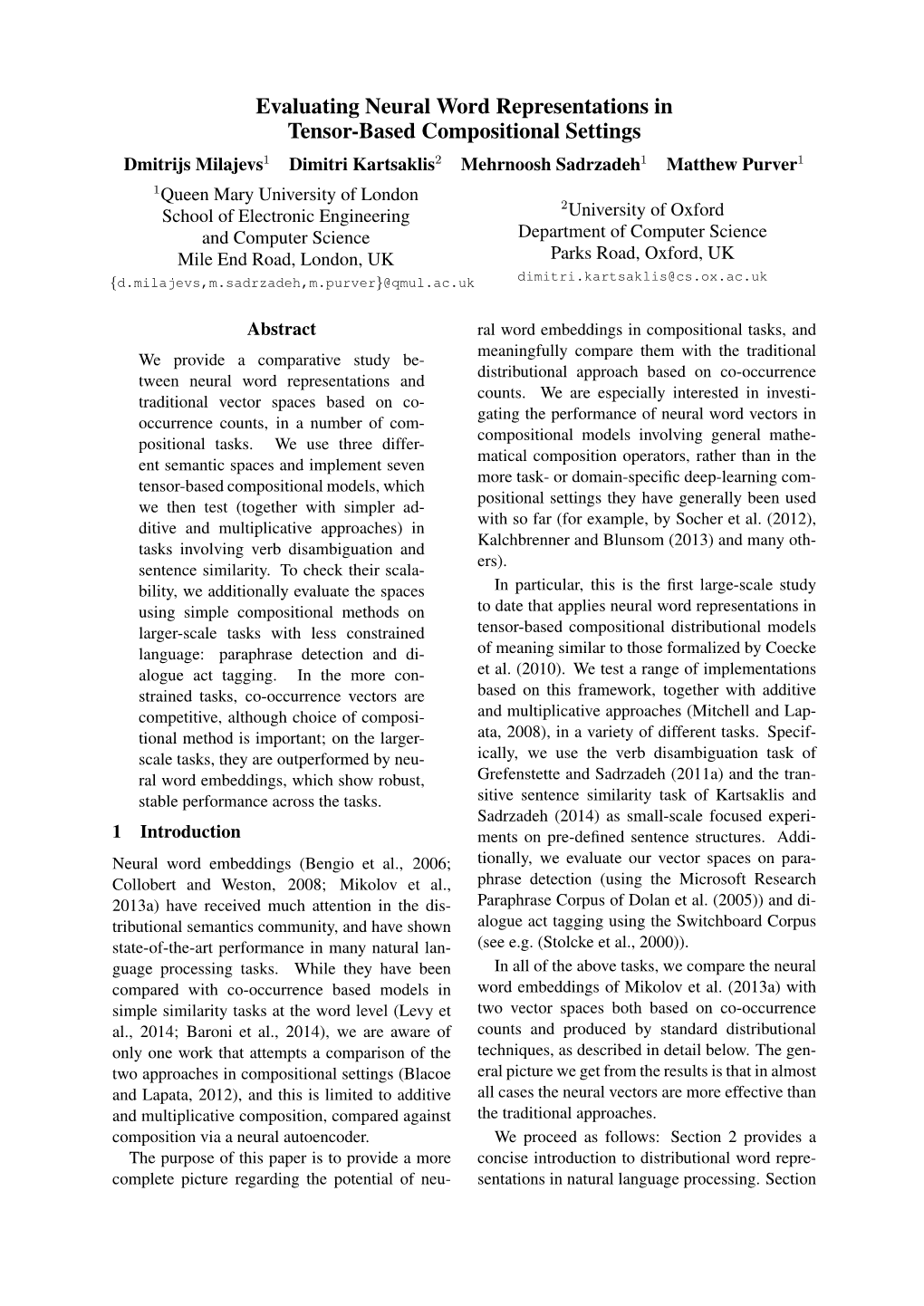 Evaluating Neural Word Representations in Tensor-Based