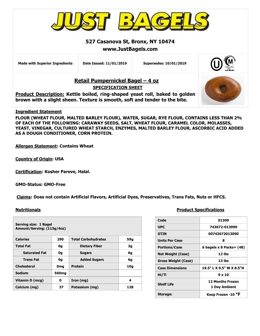 Food Specification Template