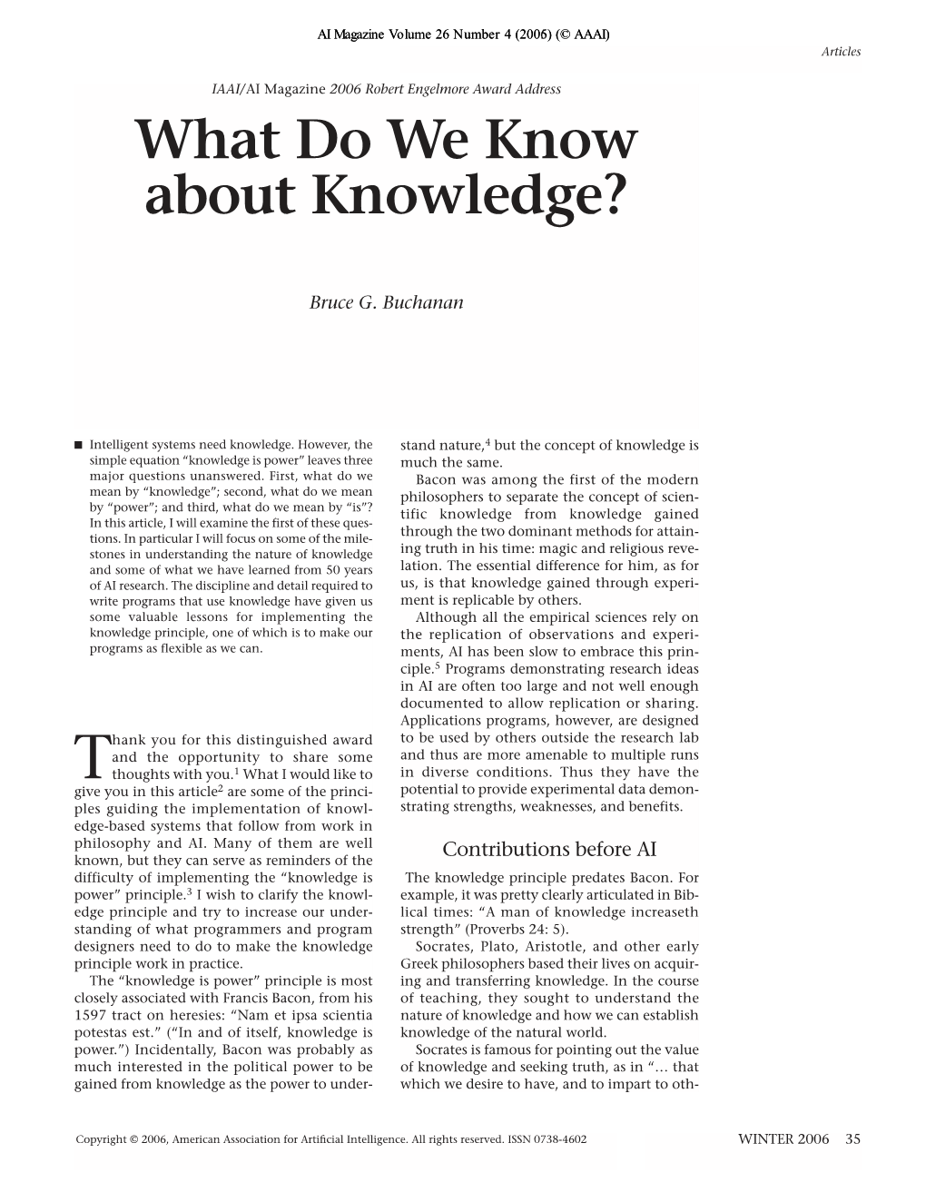 What Do We Know About Knowledge?