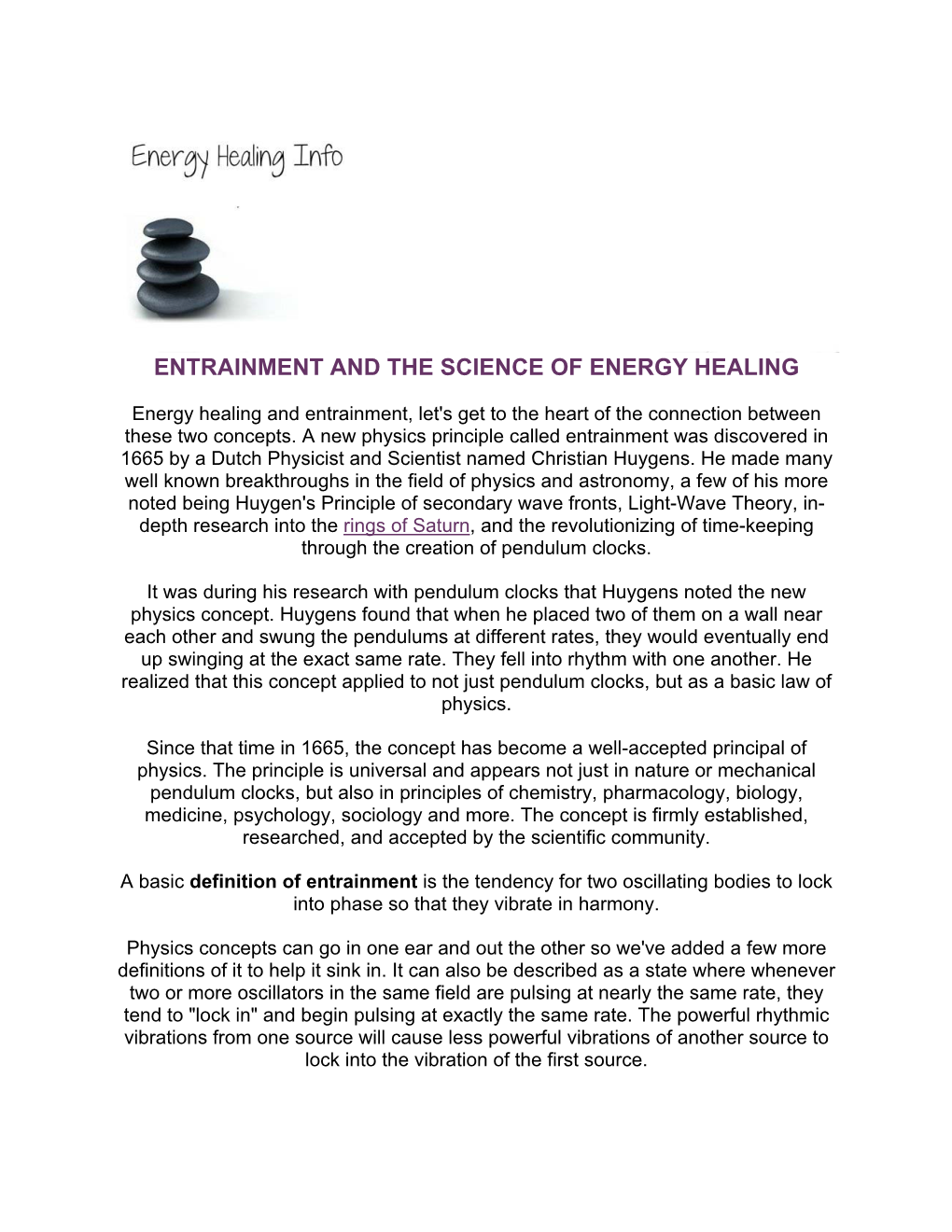 Entrainment and the Science of Energy Healing