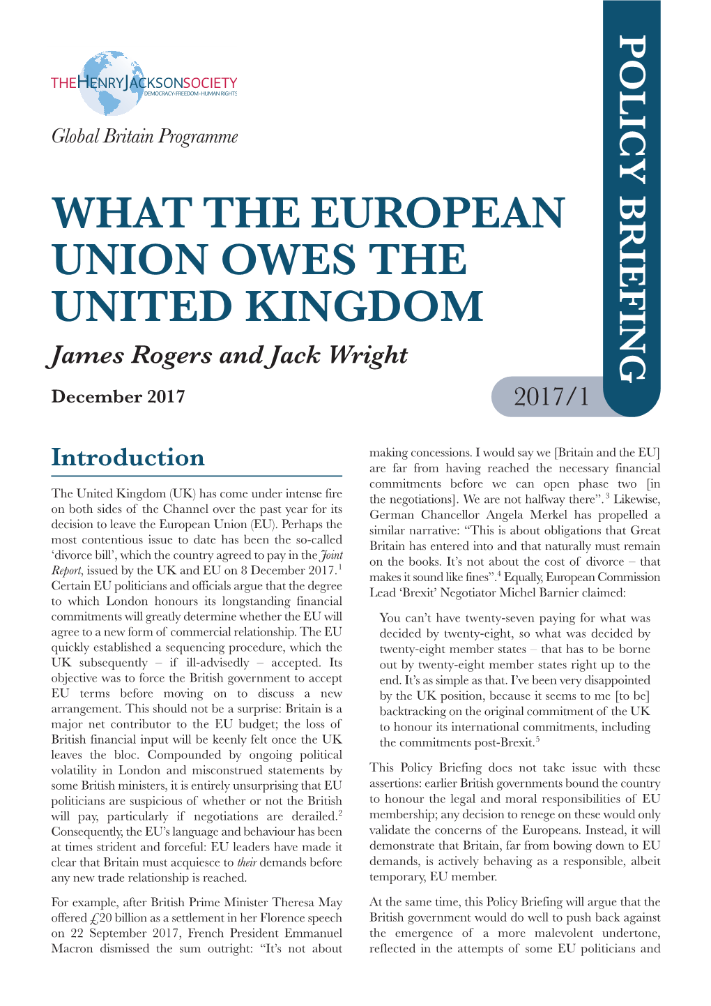 WHAT the EUROPEAN UNION OWES the UNITED KINGDOM Officials to Taunt the UK Or Reposition It As a Kind of Payment of a So-Called ‘Brexit Divorce Bill’