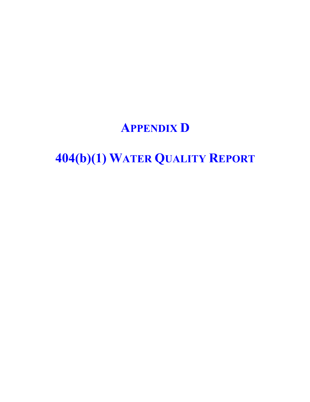 404(B)(1) WATER QUALITY REPORT