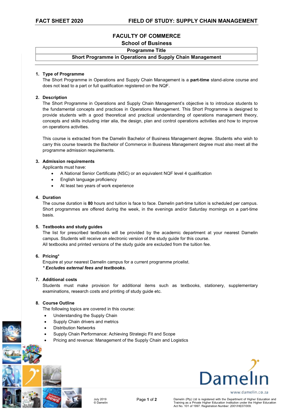 Fact Sheet 2020 Field of Study: Supply Chain Management