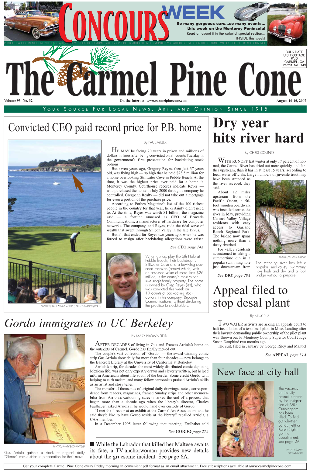 Carmel Pine Cone, August 10, 2007 (Main News Web)