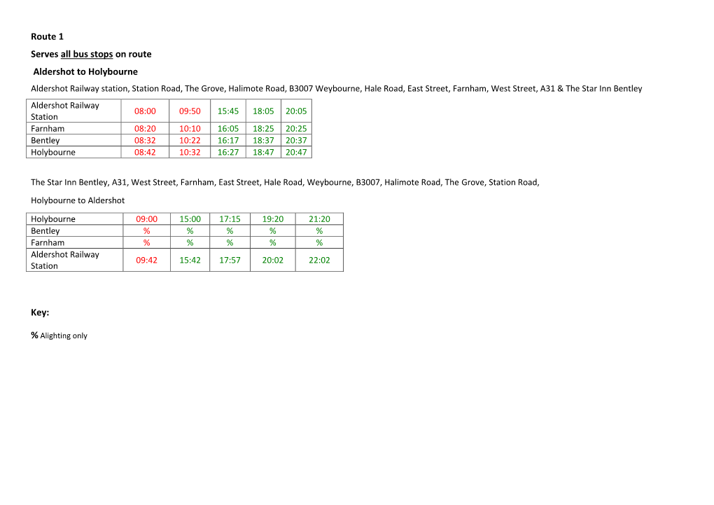 Snow Routes Timetable