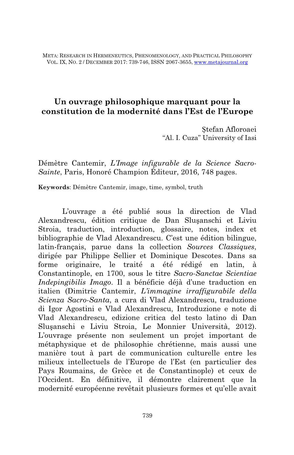 Un Ouvrage Philosophique Marquant Pour La Constitution De La Modernité Dans L’Est De L’Europe