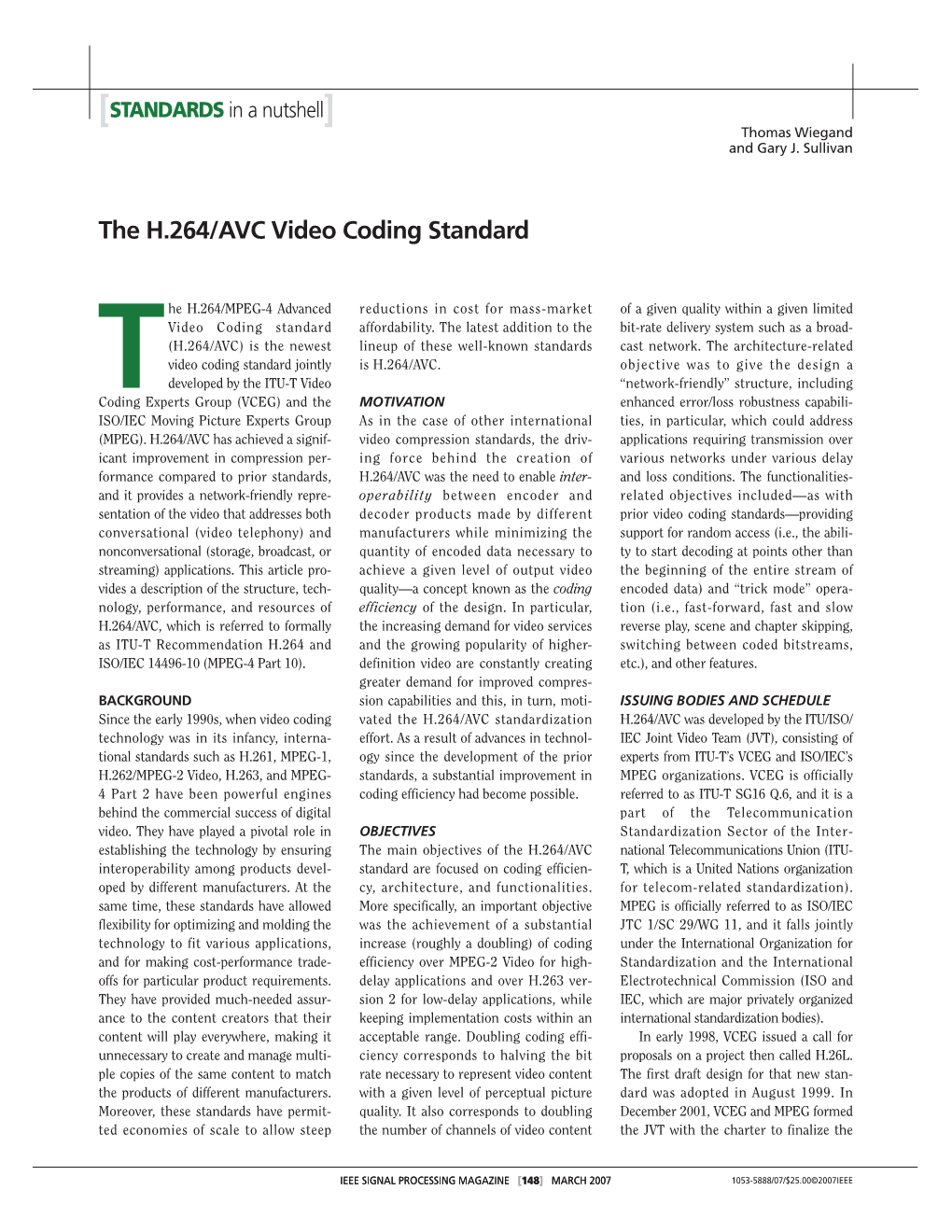 The H.264/AVC Video Coding Standard