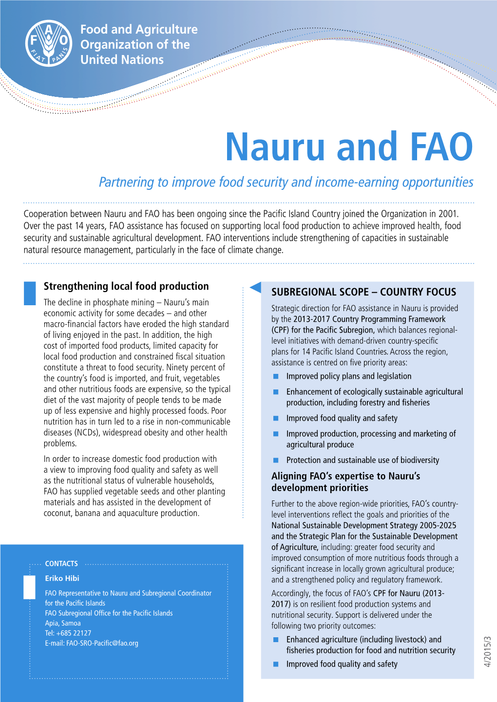 Nauru and FAO Partnering to Improve Food Security and Income-Earning Opportunities